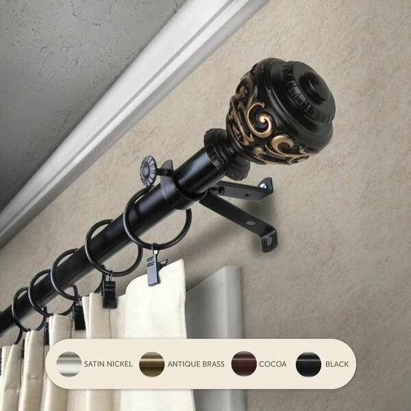 Kd Encimera 0.8125 in. Harmony Curtain Rod with 120 to 170 in. Extension, Black KD3728560